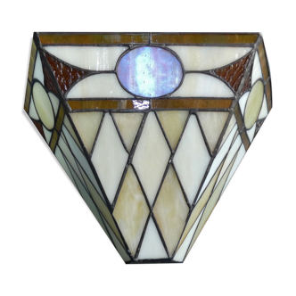 Wall lamp, glass paste, Tiffany Art Deco style, v shape, 80s work