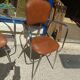 Set of 4 armchairs in chromed metal and brown imitation leather, circa 1960