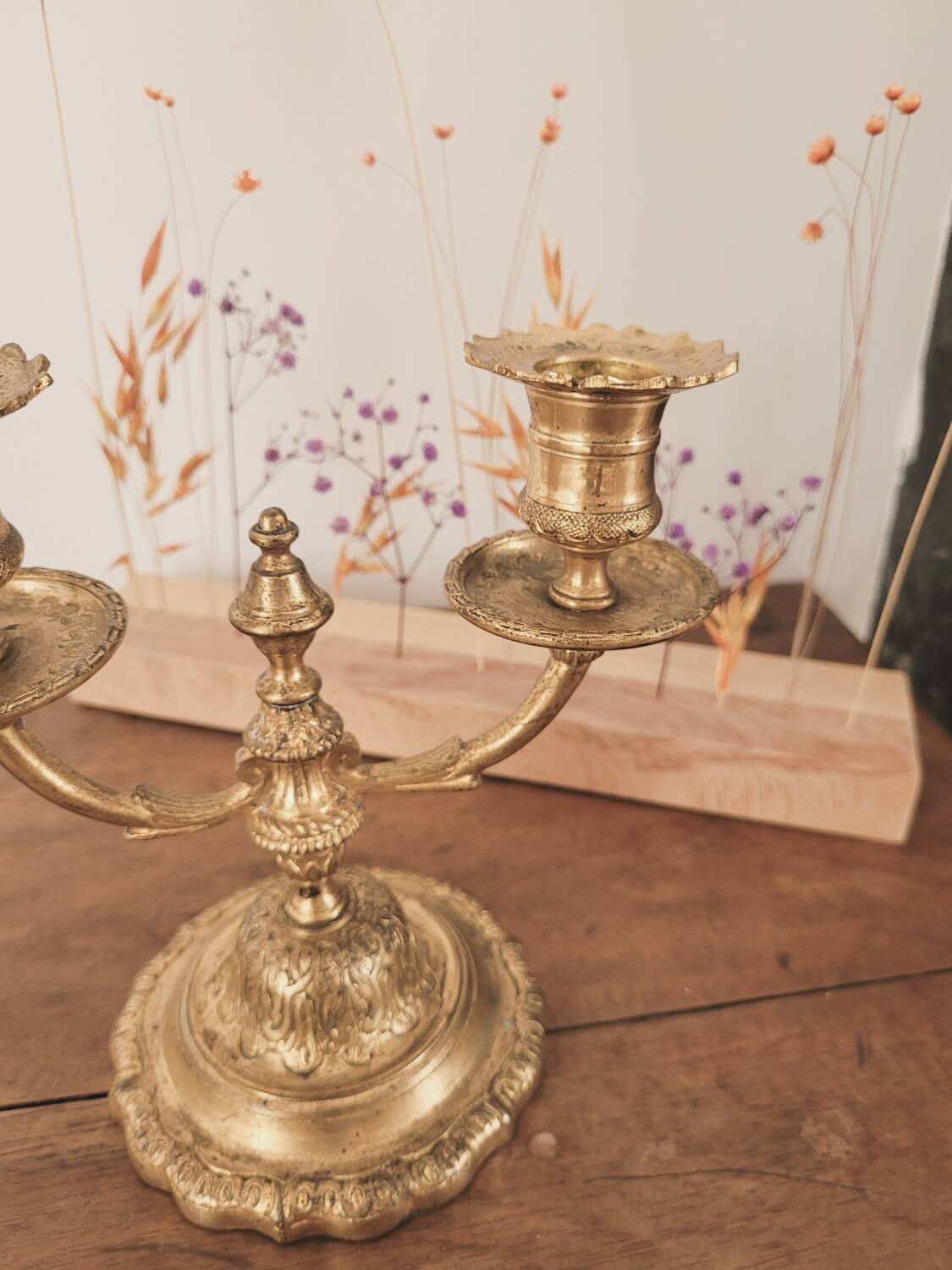 2-light brass chandelier