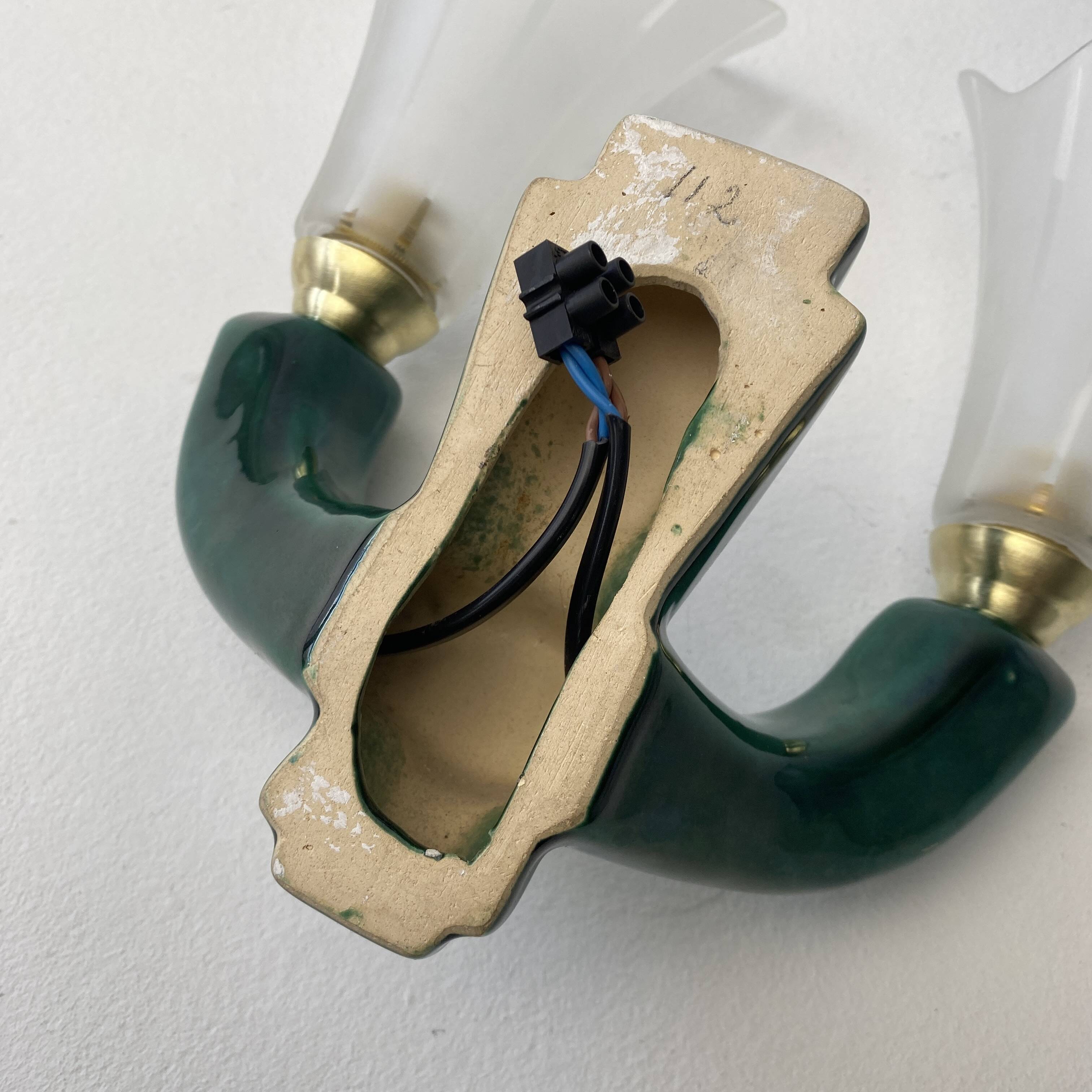 Pair of vintage ceramic wall lamps