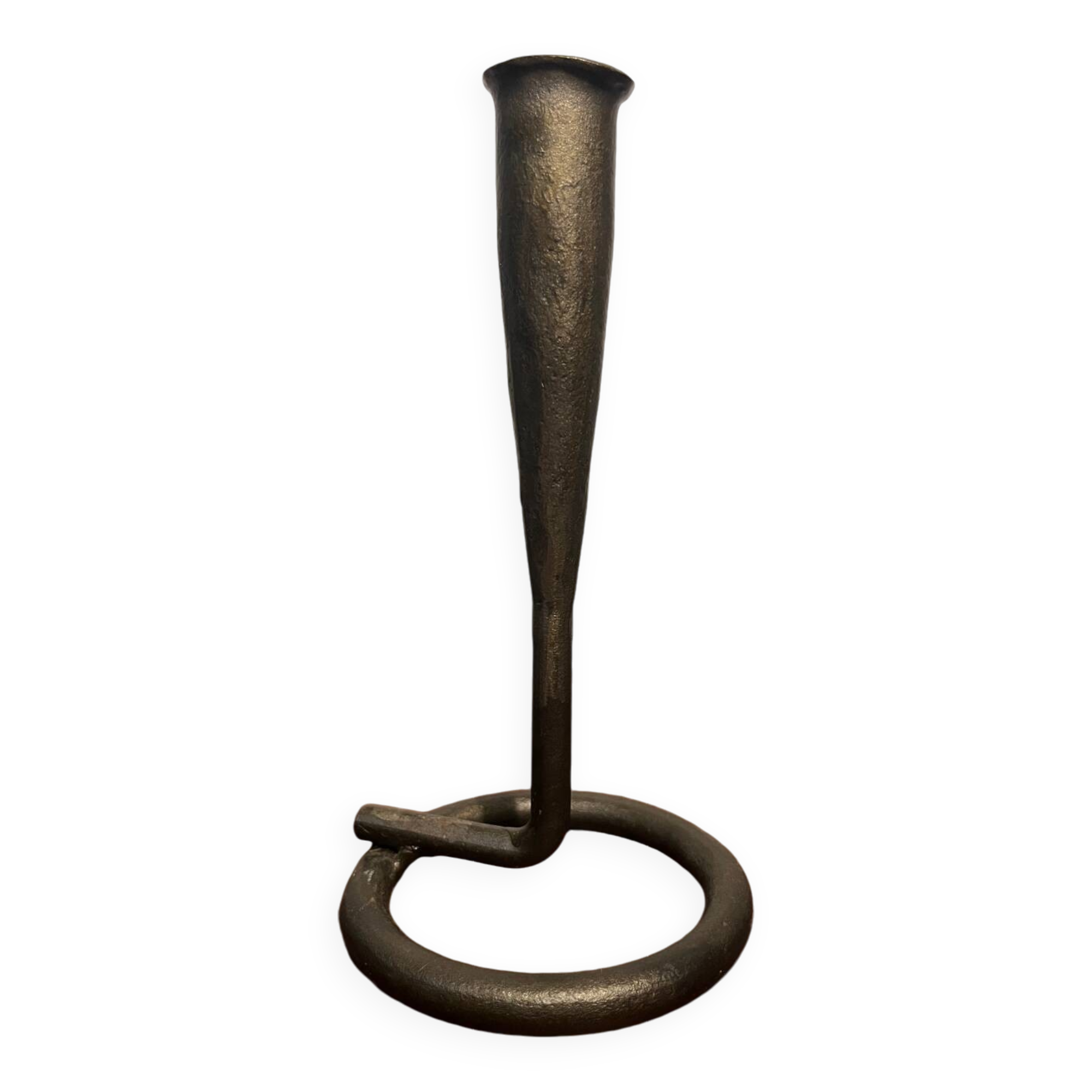 Handmade brutalist cast iron candle holder