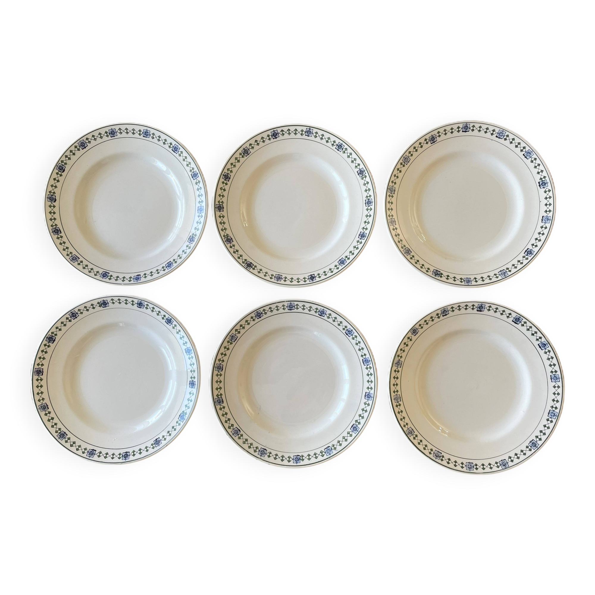 6 old earthenware plates from Saint-Amand (North)