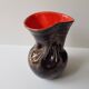 Ceramic vase Pearly black / red Free form - 60s design signed L Bro