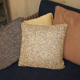 Vintage 1970s canapé with bamboo frame and Aztec patterns.