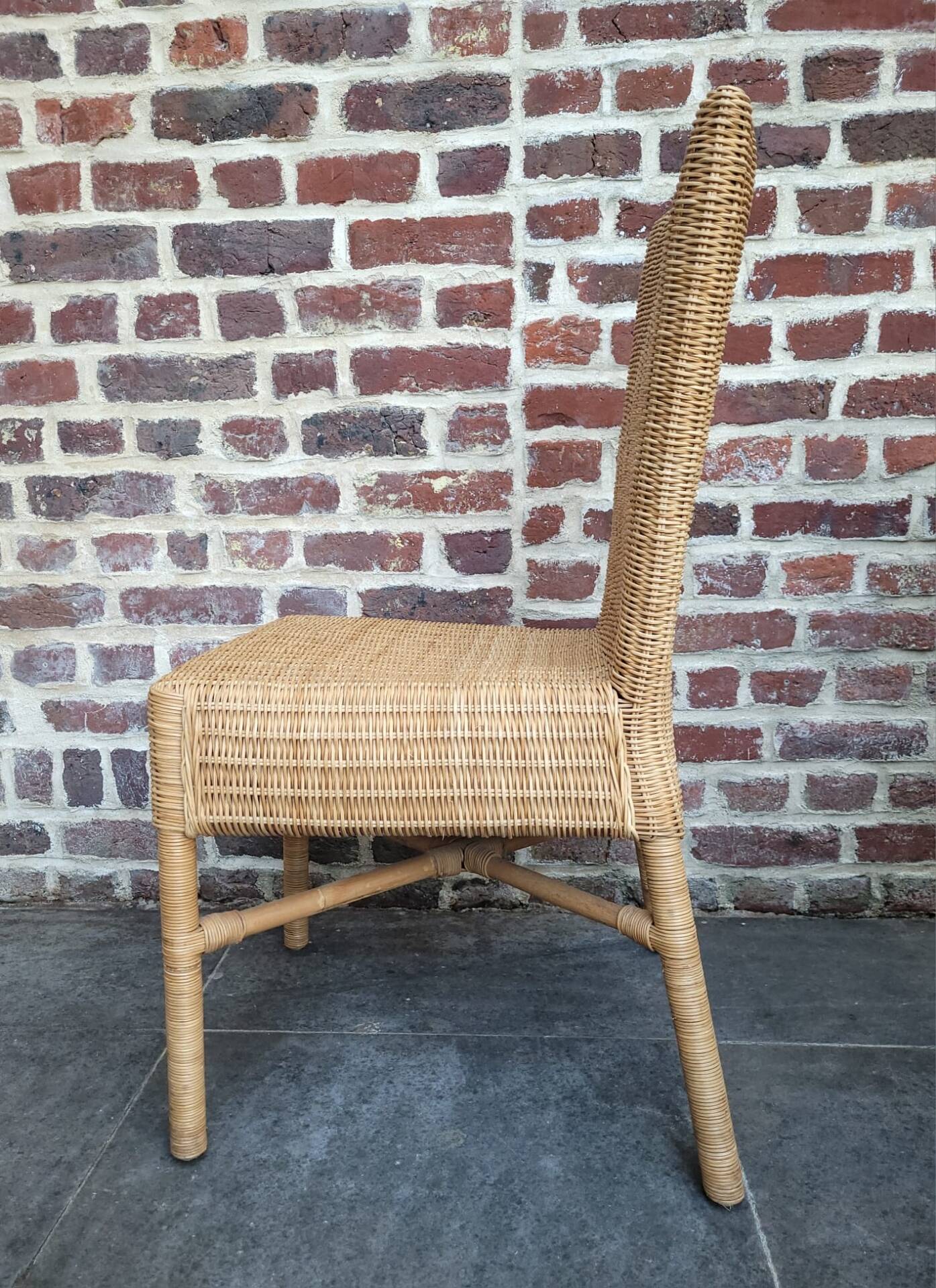 4 dining chairs in natural rattan and woven wicker