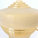 Old globe table lamp in beige and gold glass