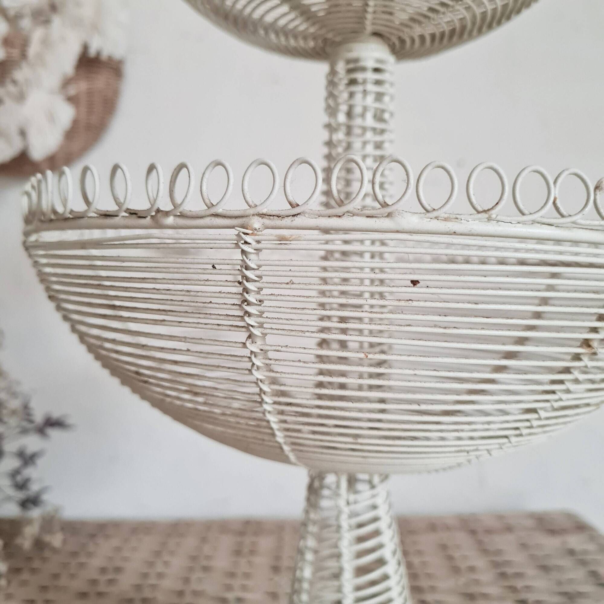 White metal fruit basket - old display