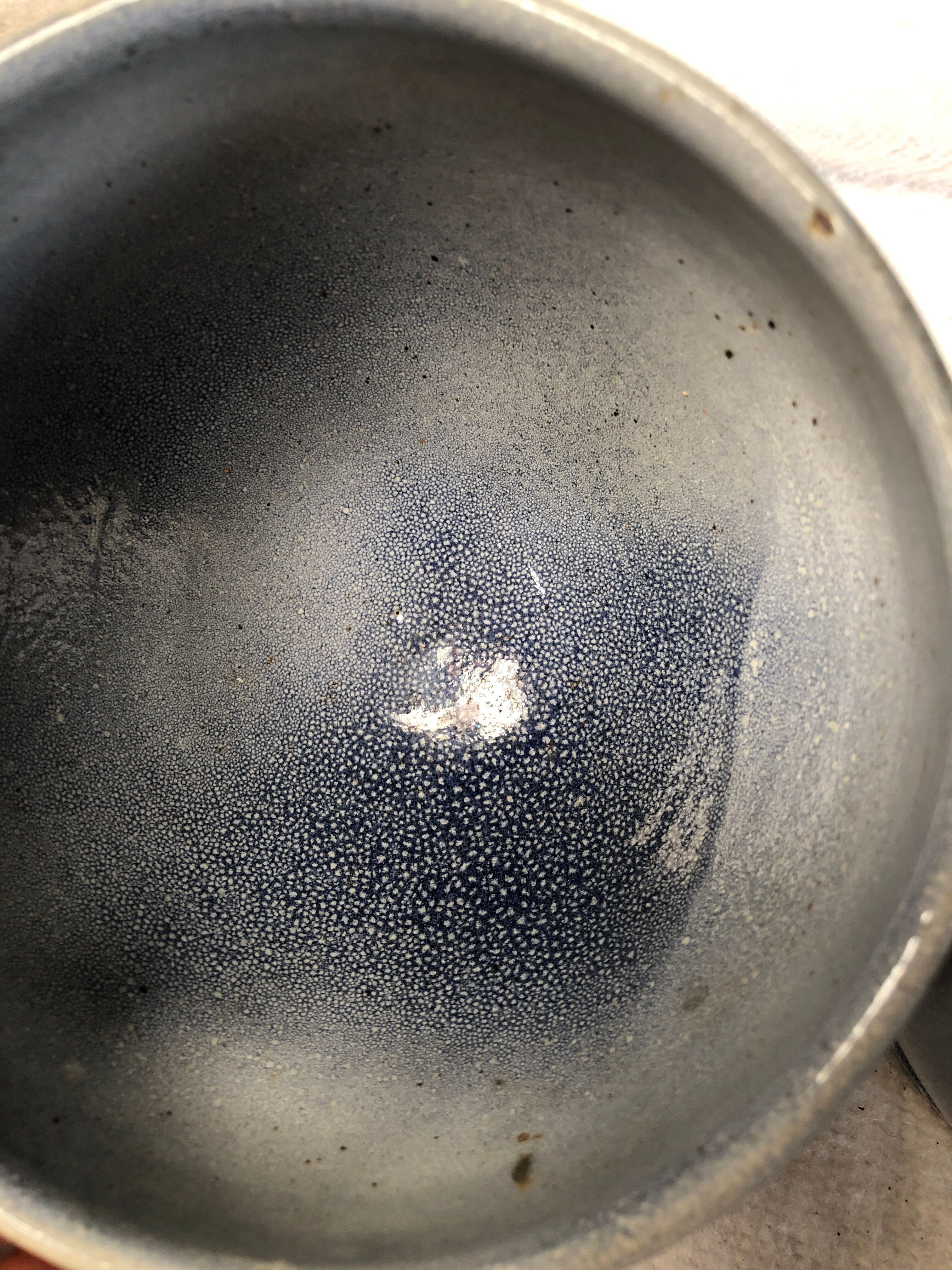 Set of 3 vintage blue sandstone bowls