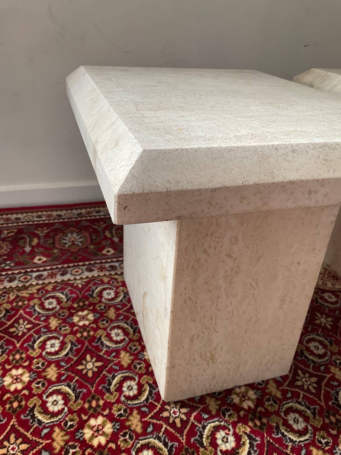Duo of vintage travertine coffee tables and side tables