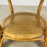 Round rattan smoked glass coffee table, 60s