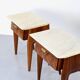 Set of 2 Italian Midcentury Rosewood and carrara bedsides tables
