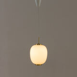 China pendant by Bent Karlby for Lyfa in opaline glass & brass, 60's