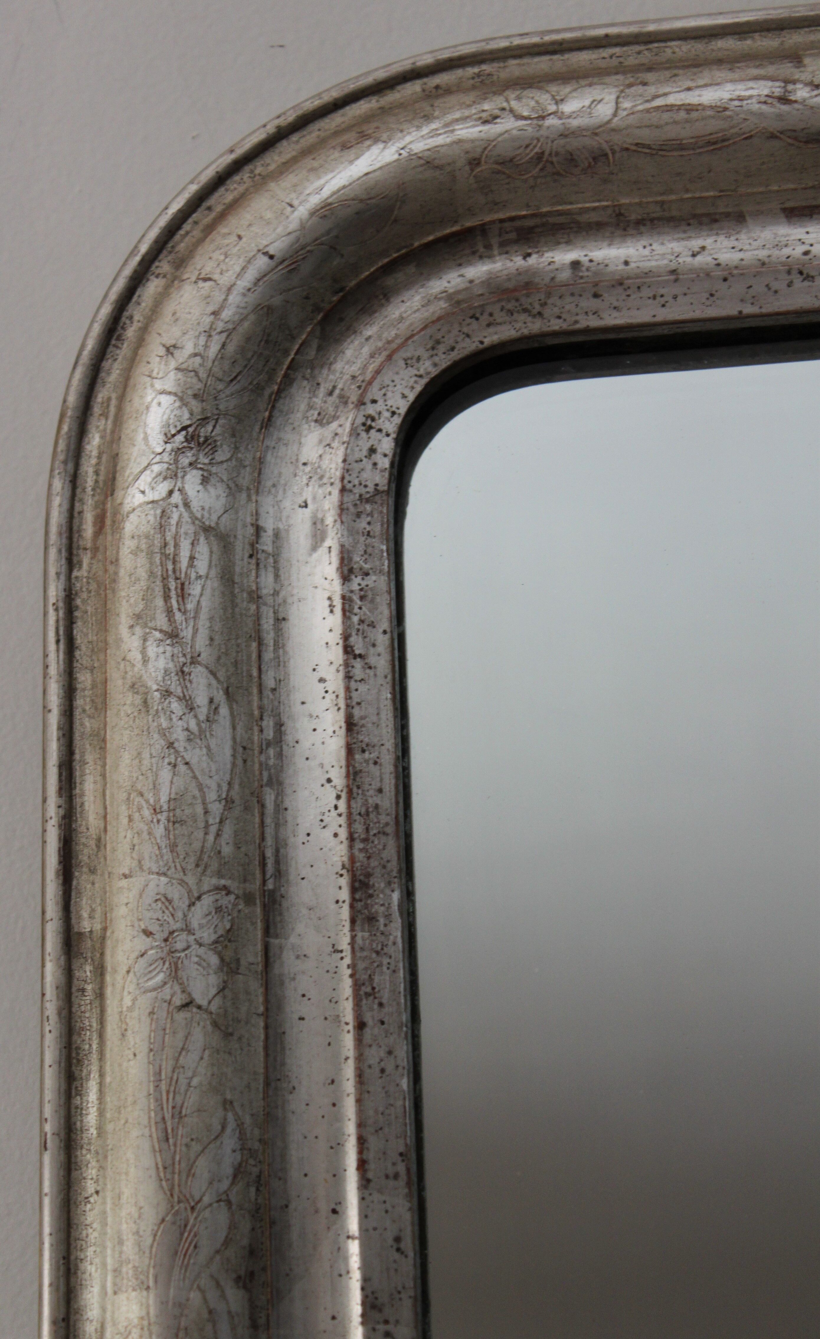 Louis Philipe silver mirror - Large vintage mirror. 71x114cm