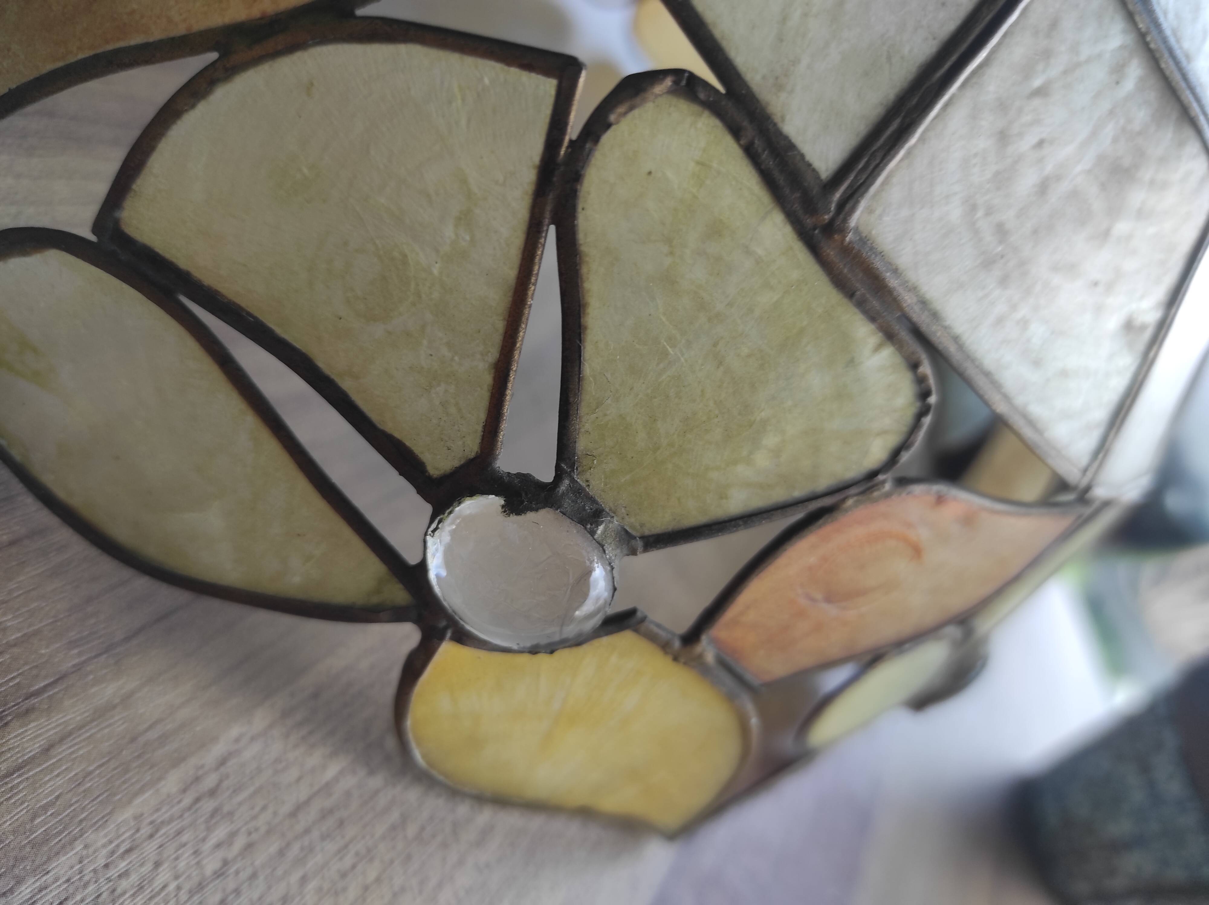 Vintage mother-of-pearl and glass ceiling pendant lampshade