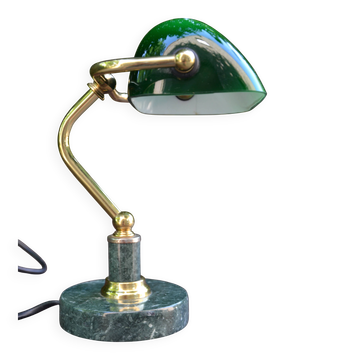 Banker's lamp with a green marble base