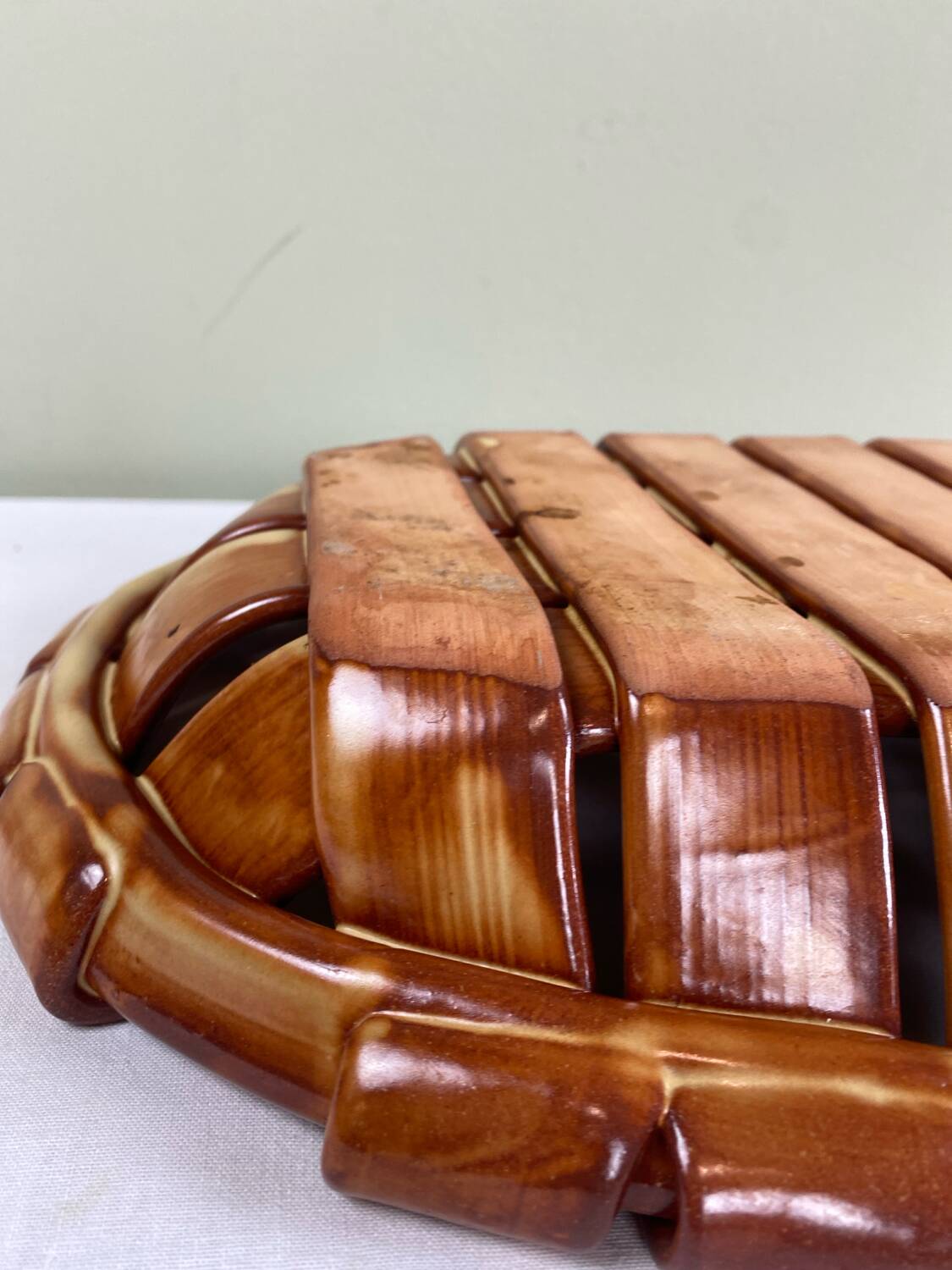 Woven ceramic basket