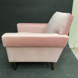 Vintage pink velvet armchair