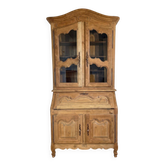 Secrétaire vitrine provençal en merisier massif, style Louis XV