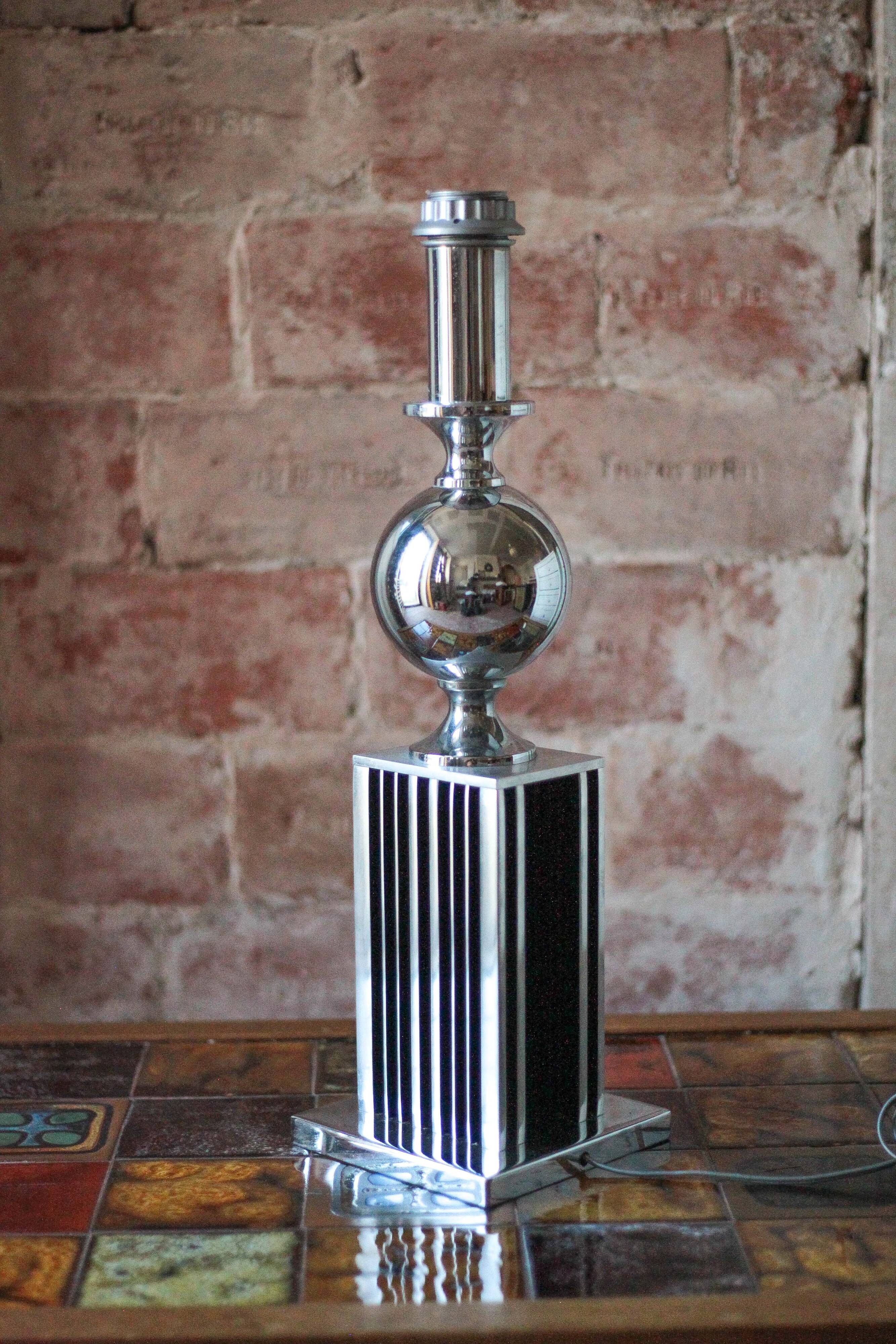 Large floor lamp from Maison Barbier, chrome Bauhaus design lamp.