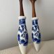 Service à salade vintage en bois et porcelaine Blue Willow