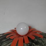 Orange metal flower lamp, 1970