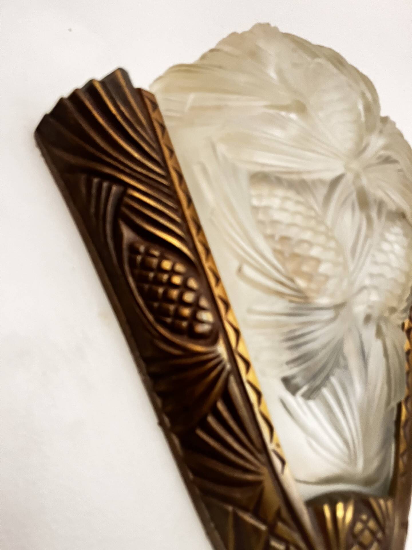 Brass and opaline wall light