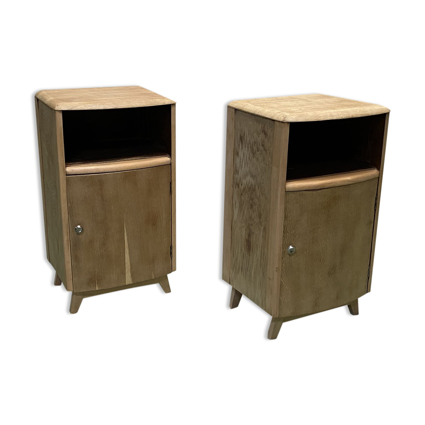 Bedsides pair in blond oak 1960