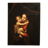 Antique religious painting Madonna and Child from the 18th century