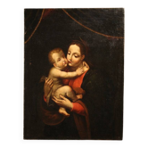 Peinture religieuse antique de la Madone et l'Enfant du XVIIIe siècle