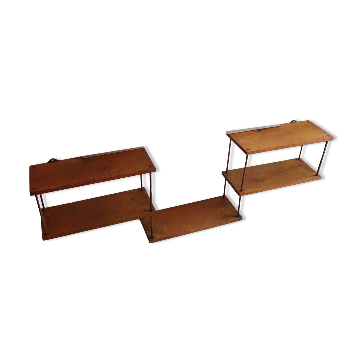 oak and copper shelf from the 50s