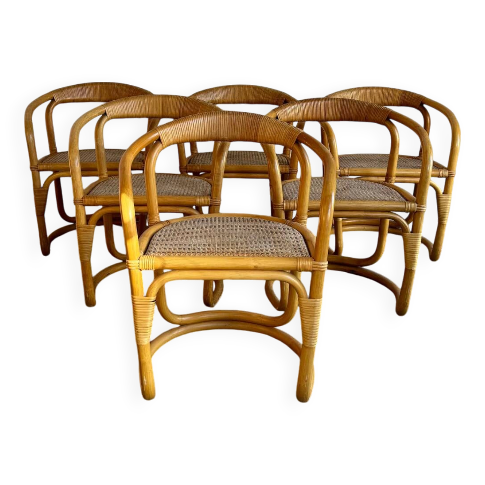 Chaises en bambou vintage