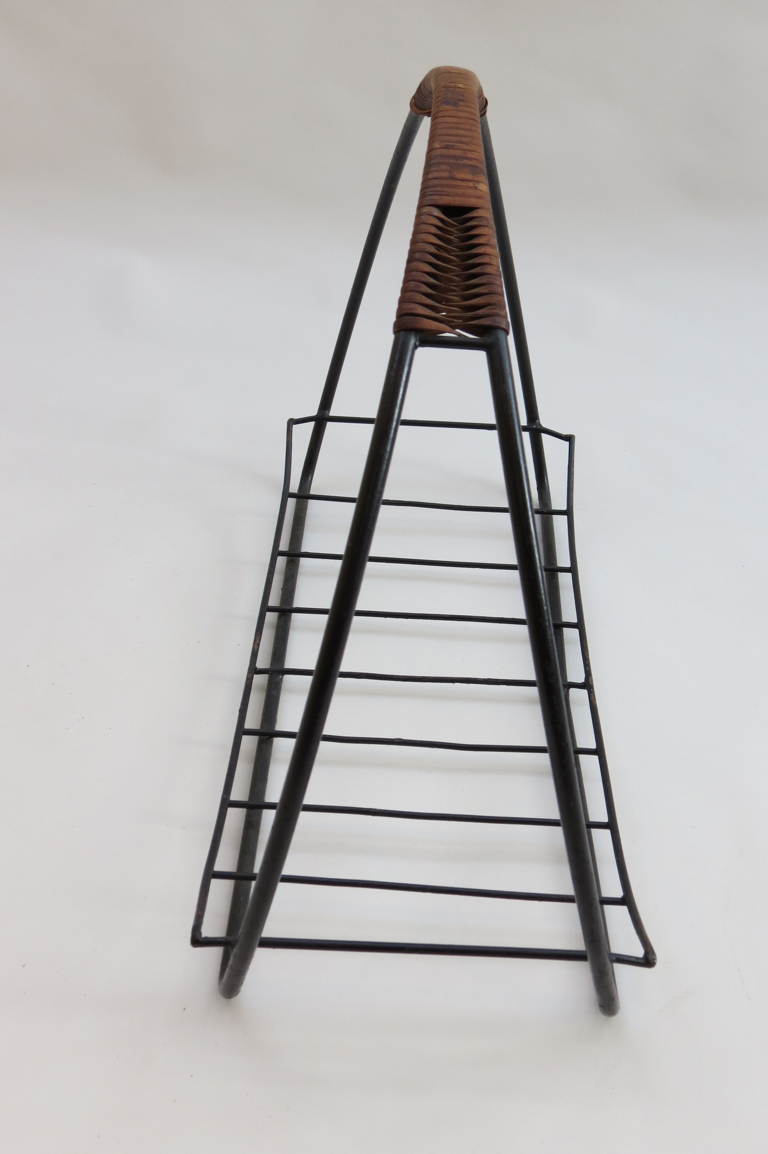 Log metal and cane log basket 1960