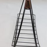 Log metal and cane log basket 1960