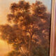 "Animated landscape at sunset", oil on canvas 19th century