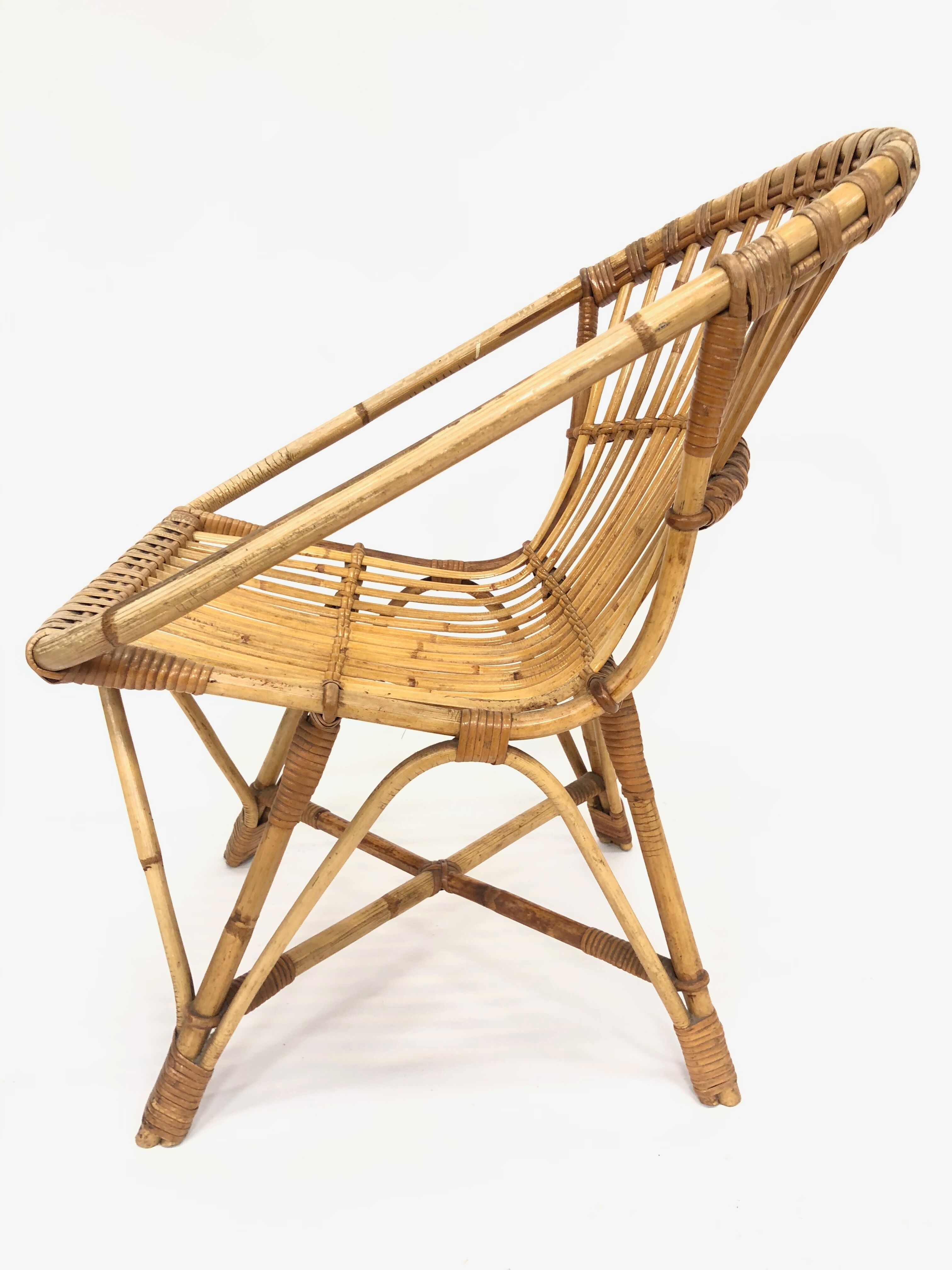 Rohe Noordwolde rattan chair, 1960, Netherlands