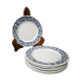 6 assiettes à dessert en porcelaine Pyroblan