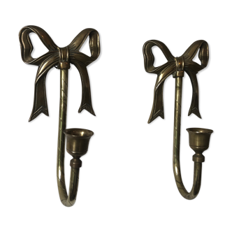 Pair of brass candlestick sconces