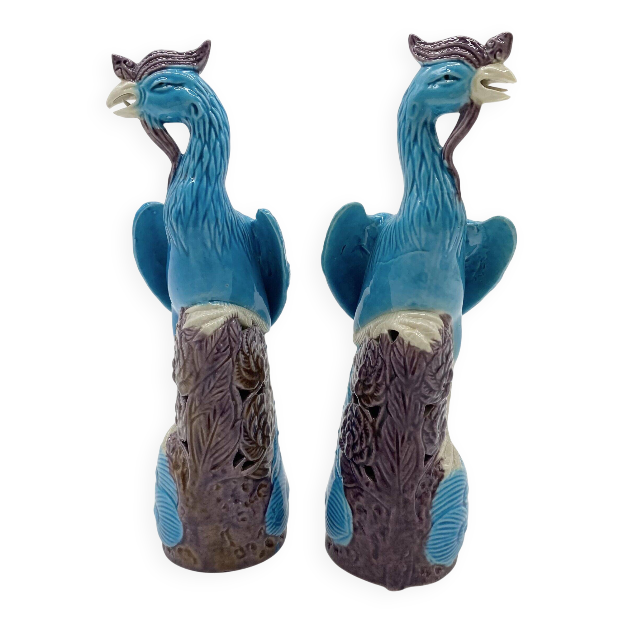 Pair of Chinese "phoenix" fine porcelain, 20th century.
