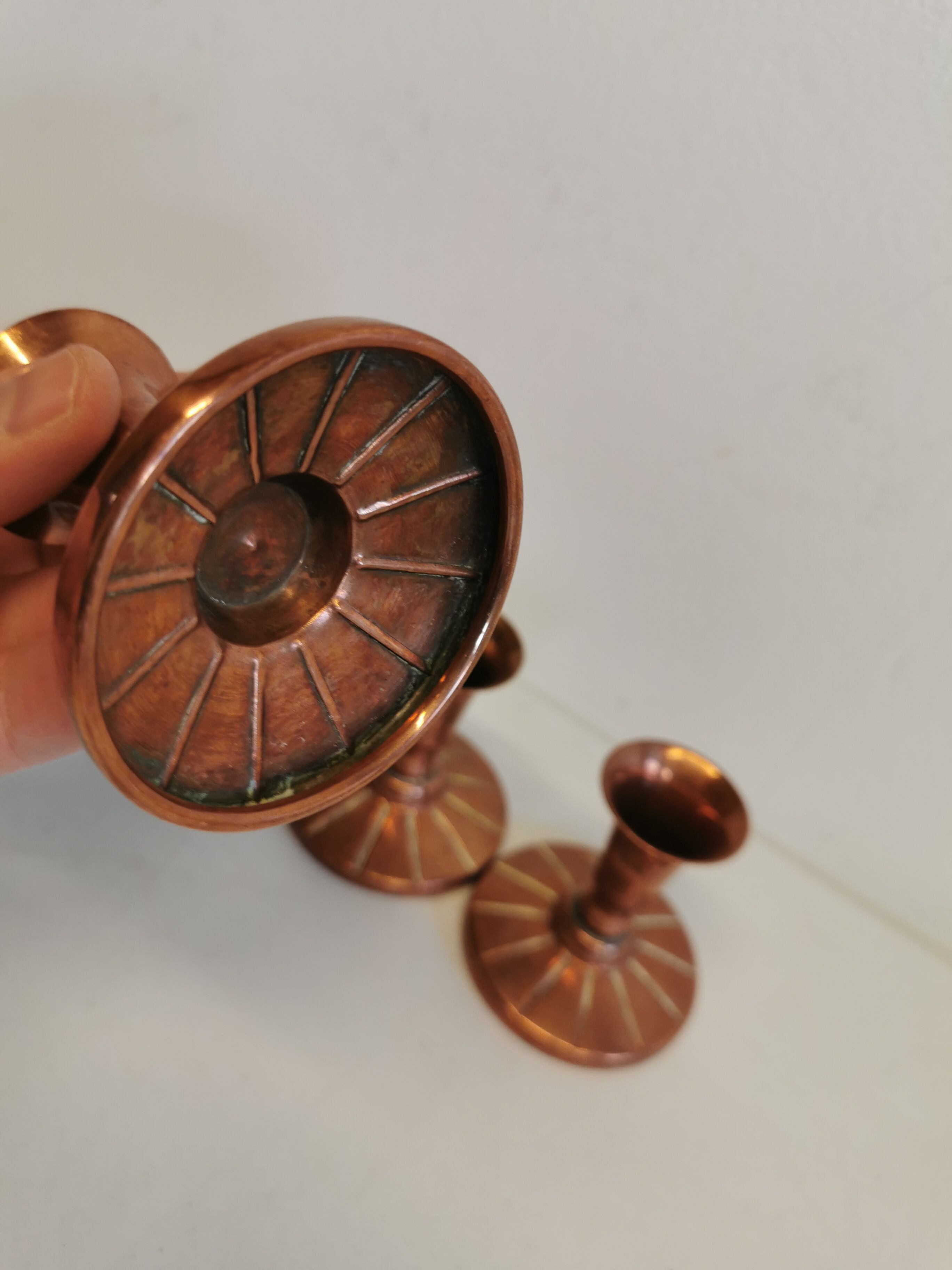 Candlesticks made of copper, Danish design, estimated from the 60s.