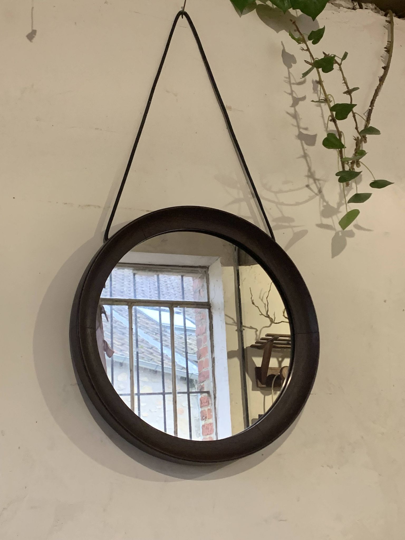 Vintage Scandinavian round wall mirror