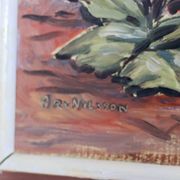 "Oil on Norwegian canvas from the mid-century 'Peace Plant' by Arvid Nilsson (1913-1976) - framed"