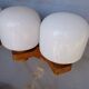 Pair of vintage 1960 wood/glass wall lights