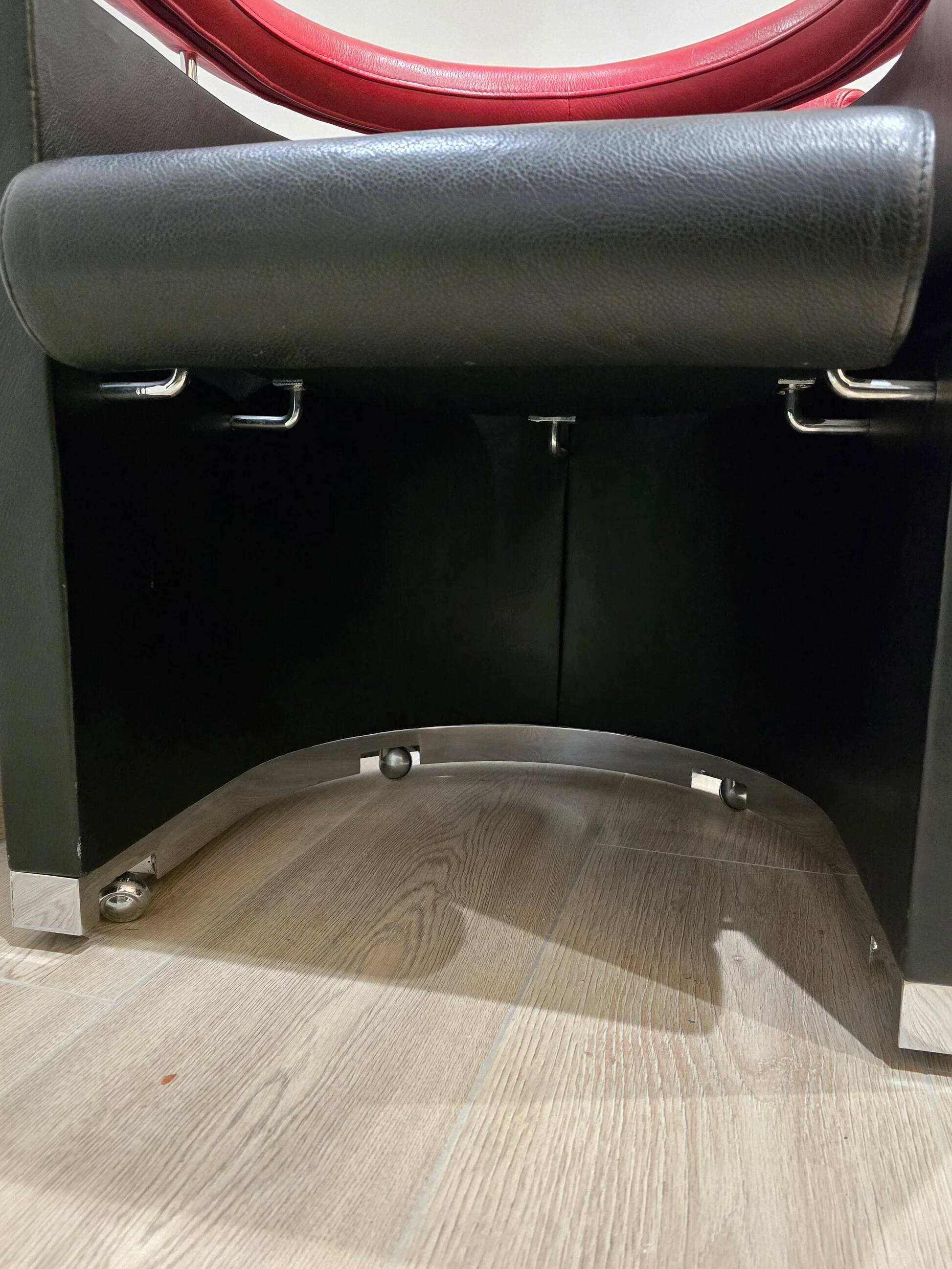 80's design leather and chrome metal armchairs