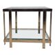 Square side table with two levels in modern Regency style, veneered in 23-carat gold by Belgo Chrom.
