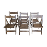 Set of 6 folding teak cinema chairs