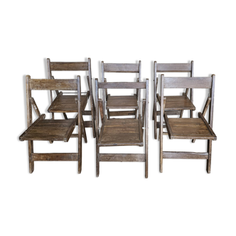Lot de 6 chaises de cinéma pliante en teck