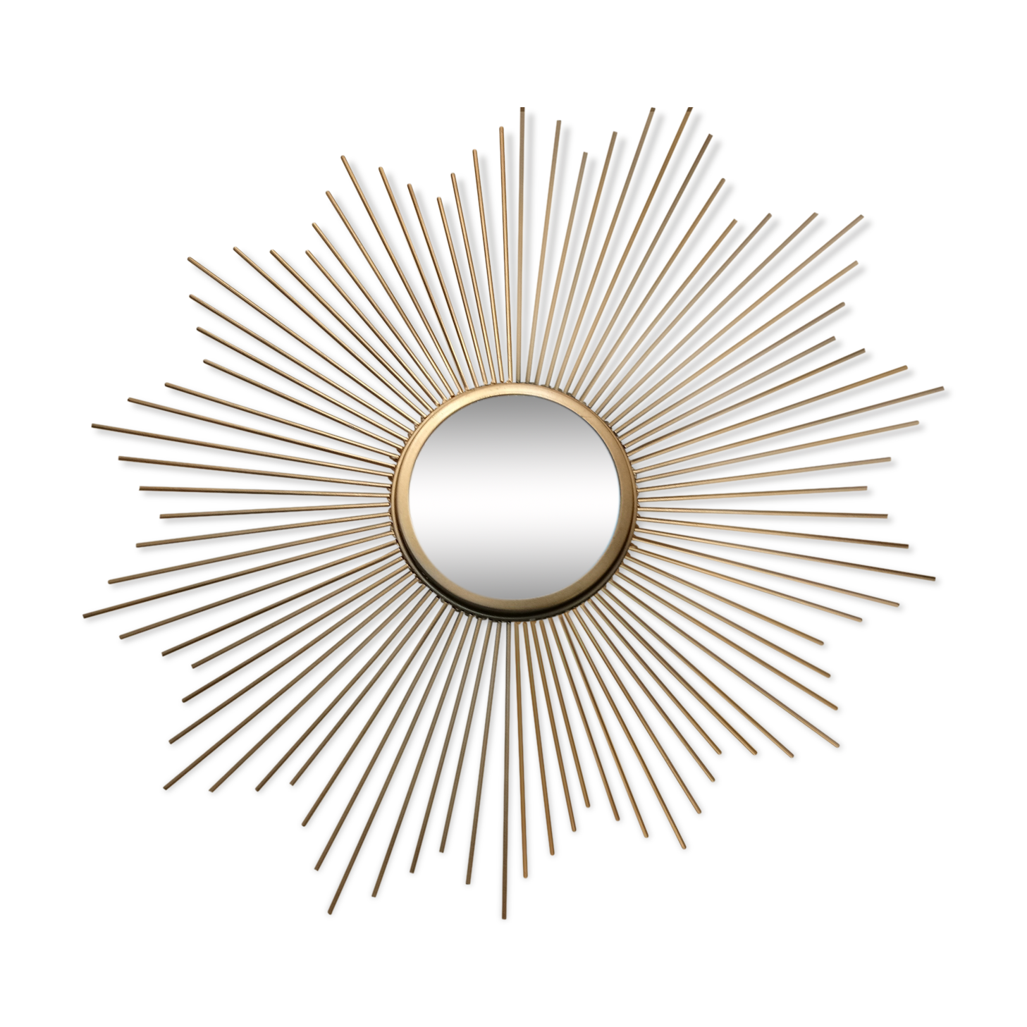 Vintage sun mirror in gold metal 55cm