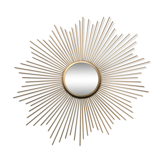 Vintage sun mirror in gold metal 55cm