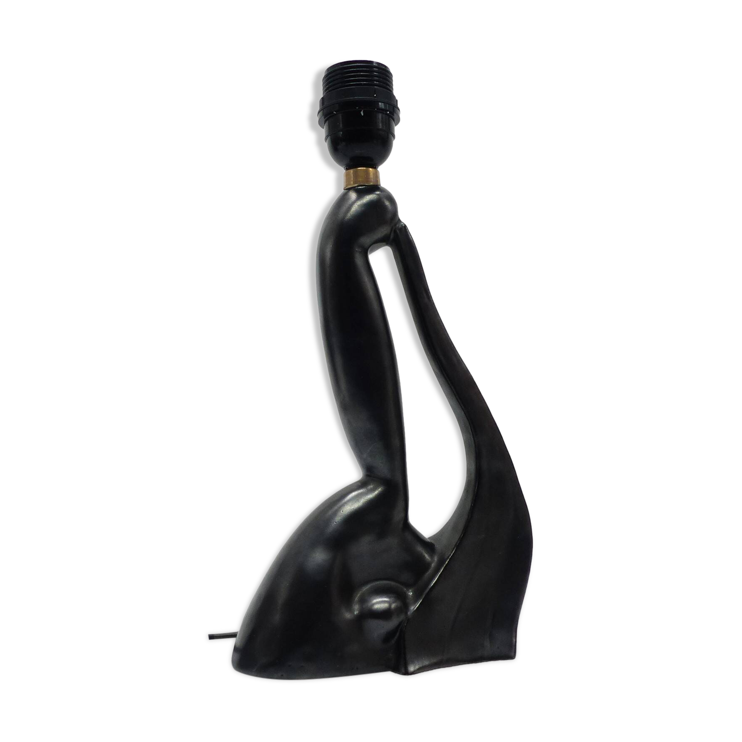 Anthropomorphic sculptural lamp base in black ceramic, Gil Agnoloni, I