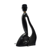 Pied de lampe sculptural anthropomorphe en céramique noire, Gil Agnoloni, I